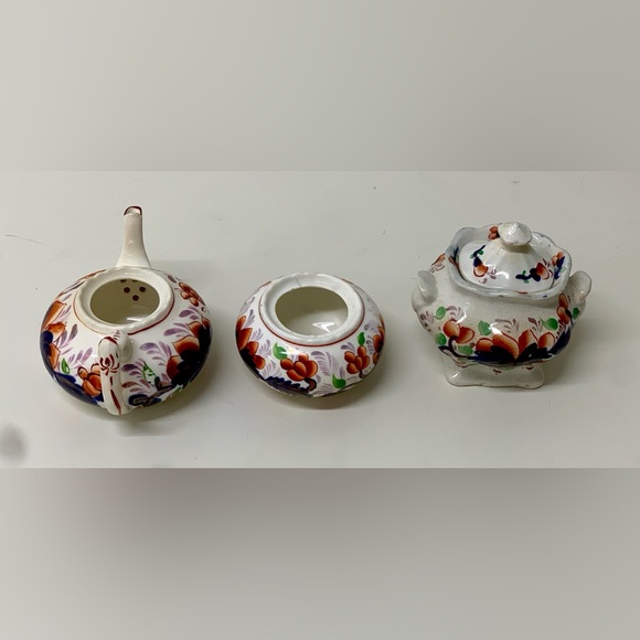 Antique Gaudy Welsh Grape Pattern Child’s Miniature Tea Set Pieces - Picture 5 of 16